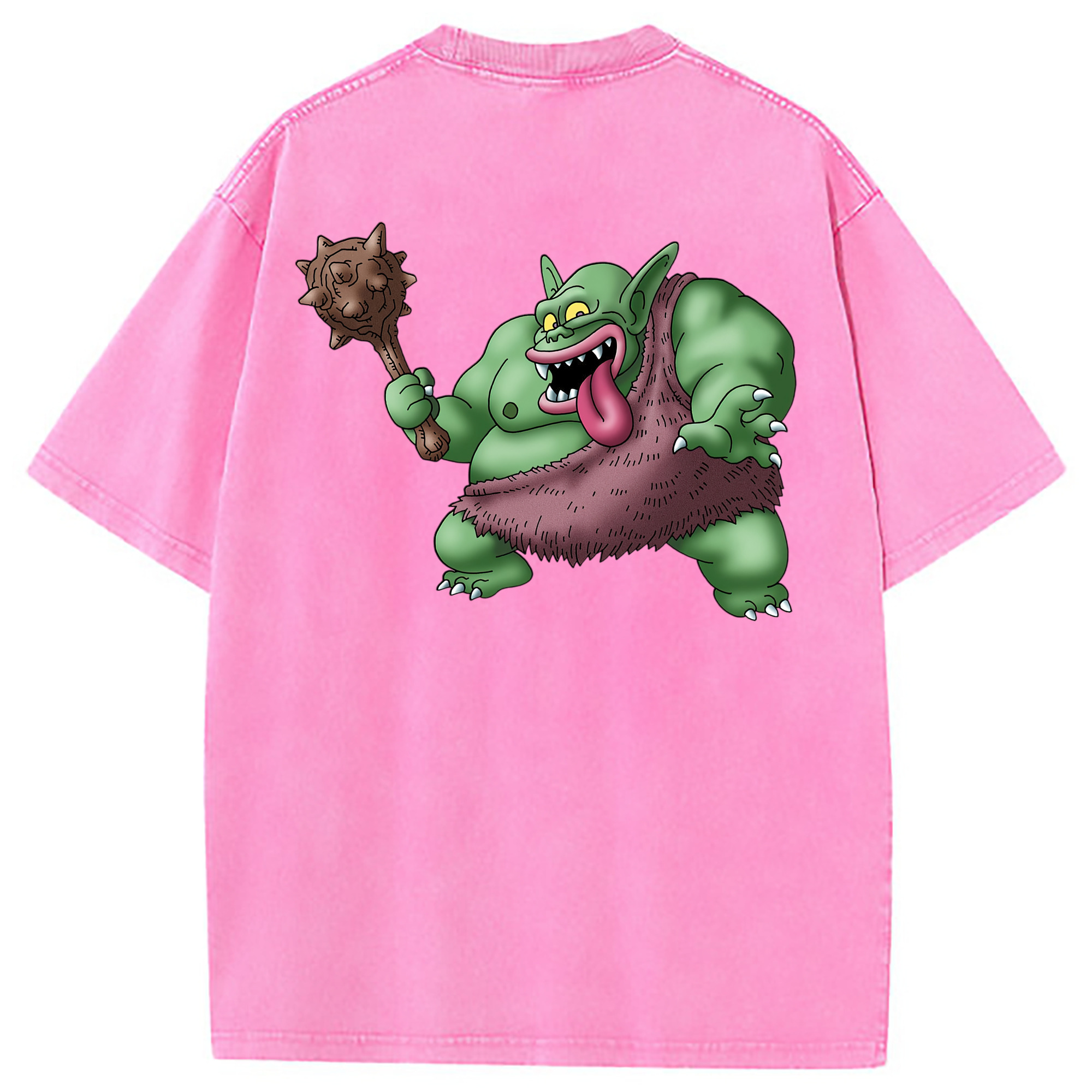 （画像用） ドラゴンクエスト Doragon Kuesuto Dragon Quest 綿100% ヴィンテージ風 半袖Tシャツ（背面プリント）